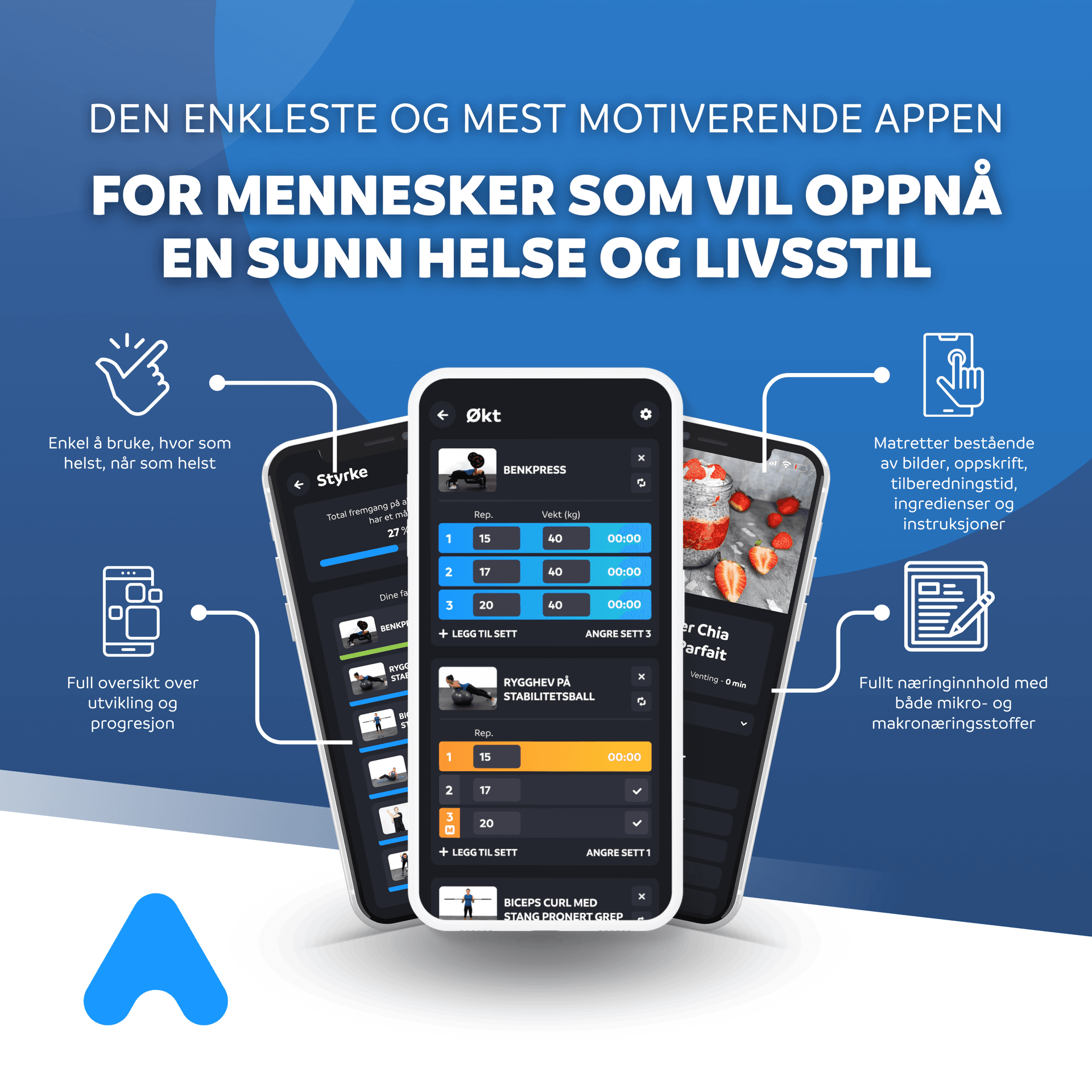 Abel-appen: kostveiledning, trening, progresjon og meldinger på ett sted